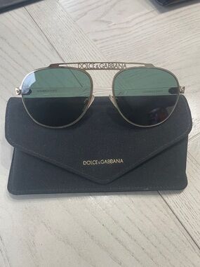 Dolce & Gabbana Gold Frame Sunglasses with Green Lenses